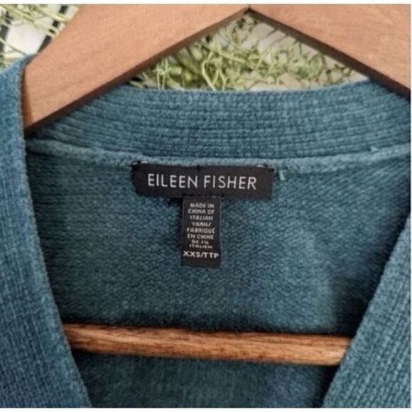 Eileen Fisher Wommen's XXS Organic Cotton Longline Button Front Cardigan Teal - Picture 8 of 12